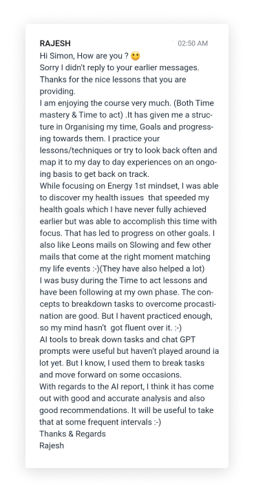 Testimonial from Rajesh