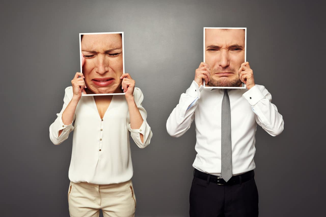 sad man and woman