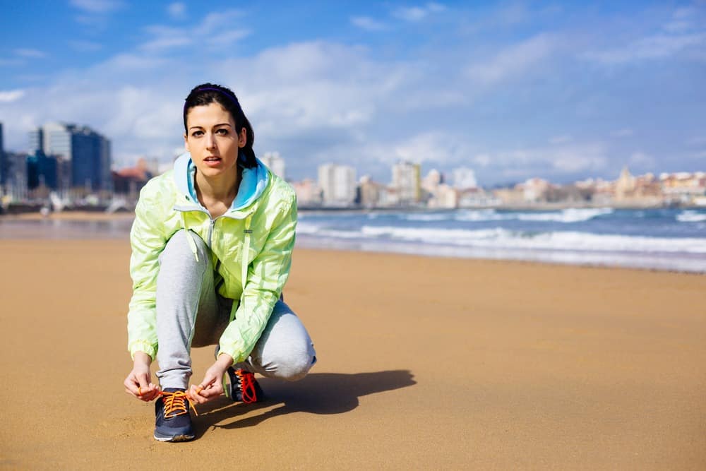 Woman preparing to run