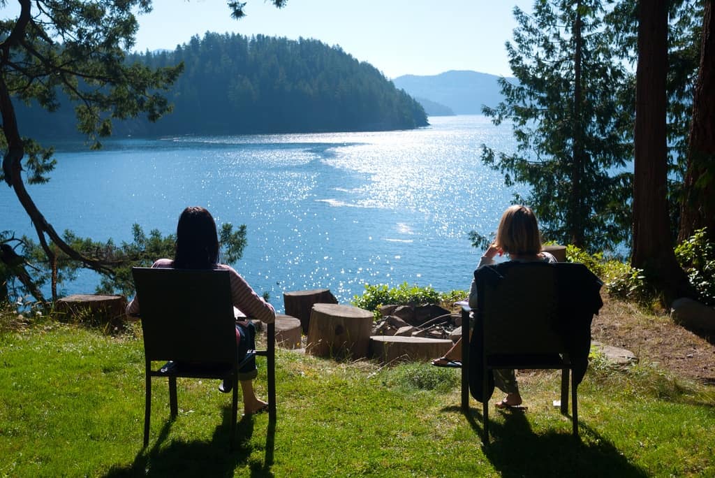 The ladies soaking up some sun and reading. Gambier Island.