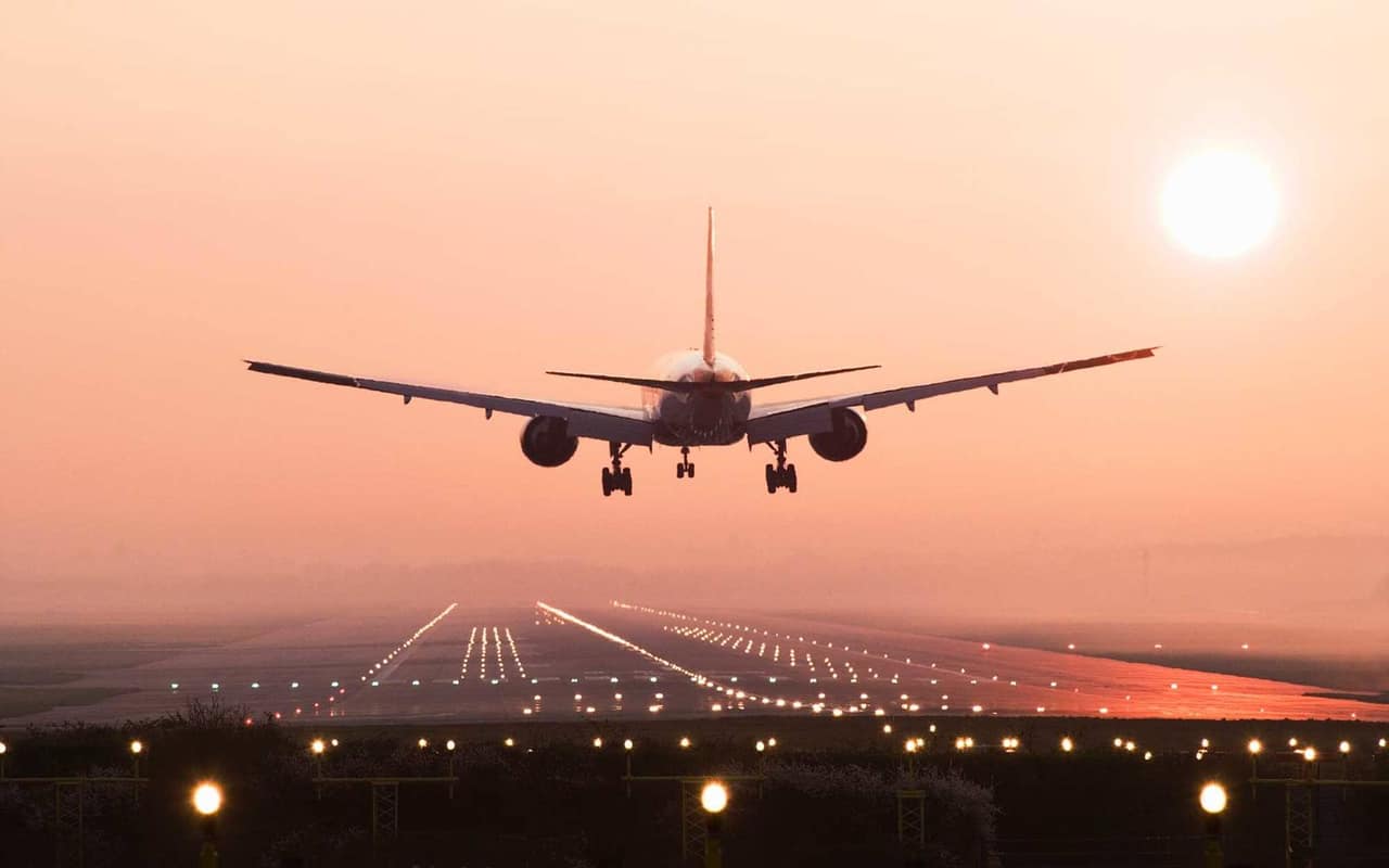 Aircraft landing on runway