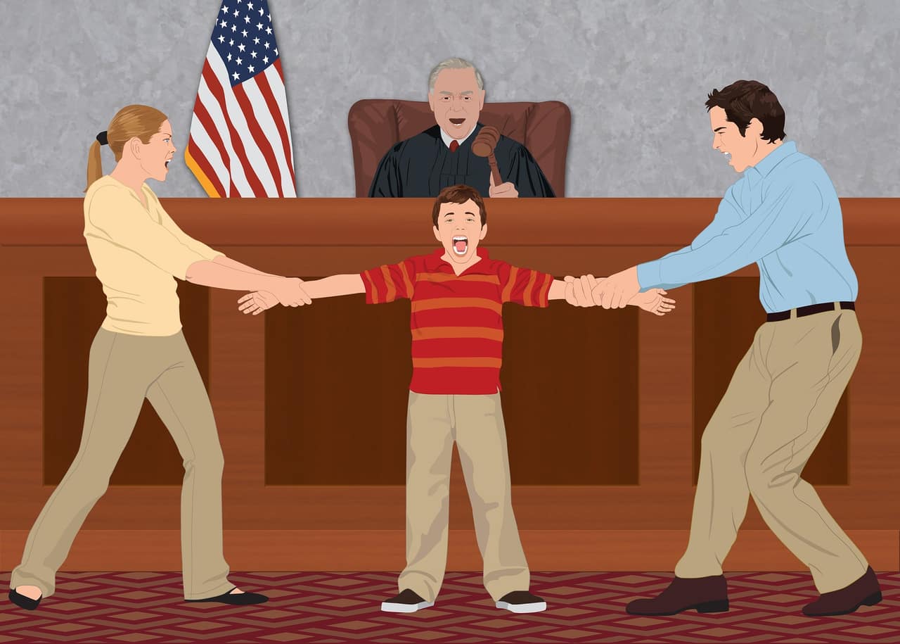 Parents in a tug of war battle over their child in court.