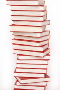 stack of red books