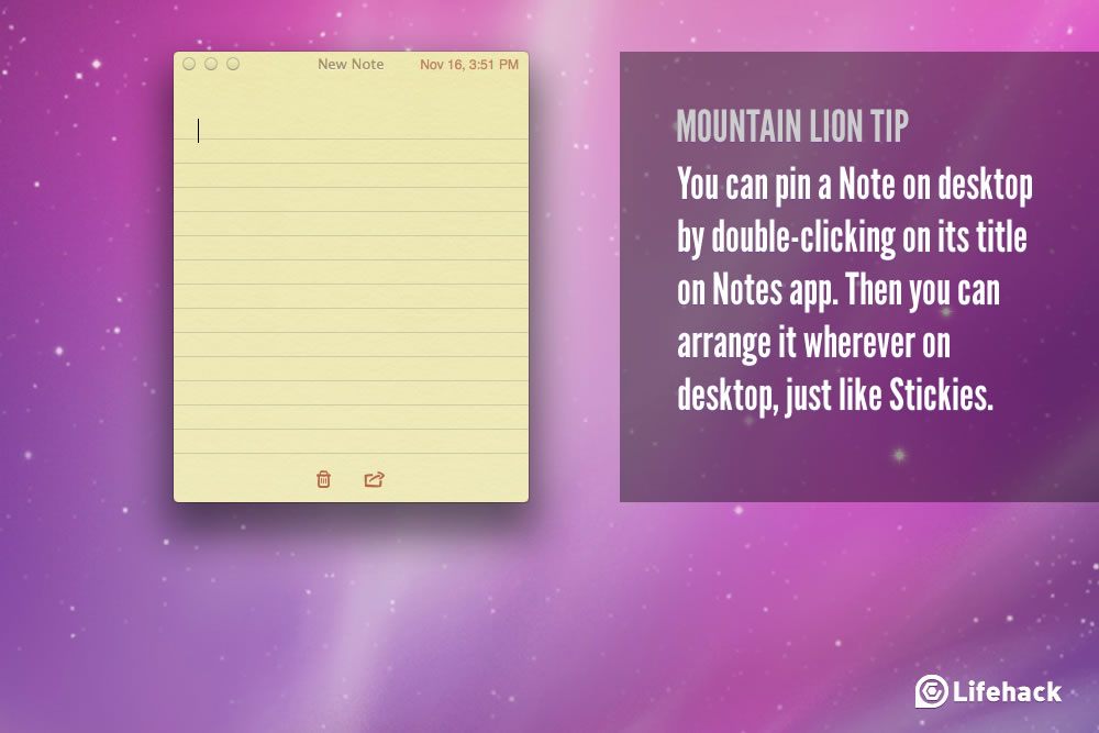 30s Tip: How to Pin a Note on desktop in Mountain Lion