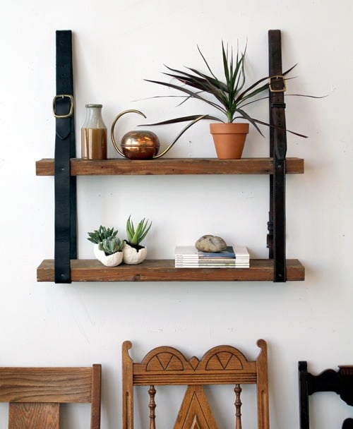 Wood and Leather Shelves