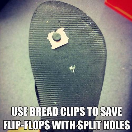 use bread clips to save flip-flops