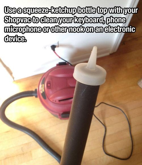 use a squeeze ketchup bottle top with your shopvac