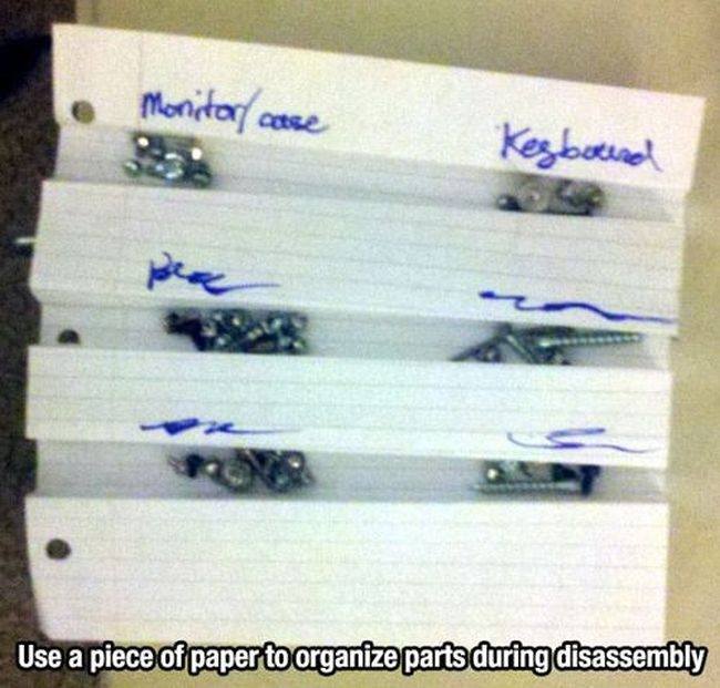 75 use a piece of paper to organize