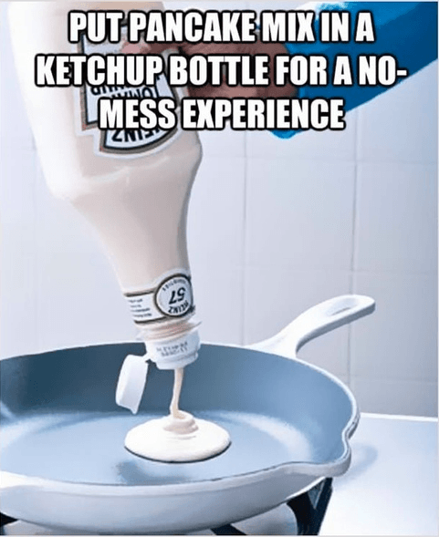 put pancake mix in a ketchup bottle
