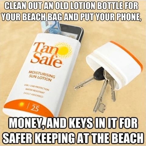 clean out an old lotion bottle for your beach