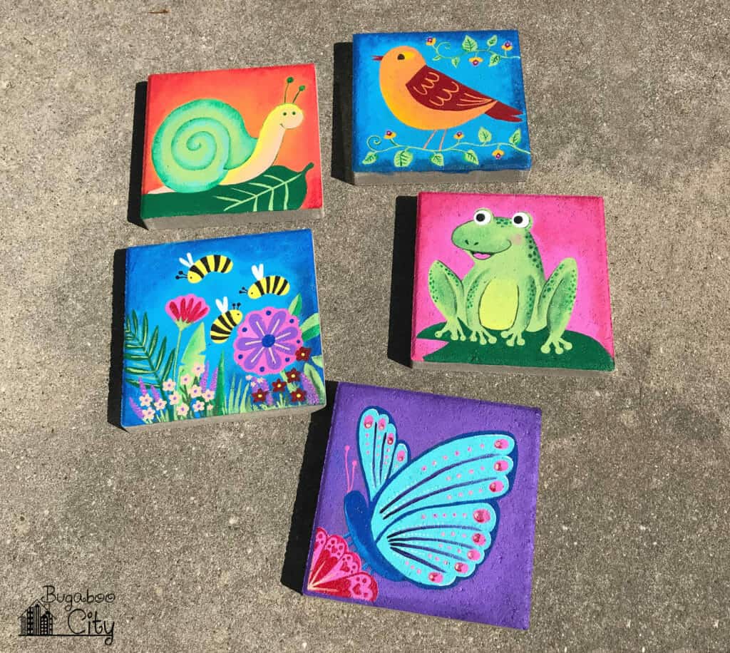 colorful handpainted DIY garden stepping stones