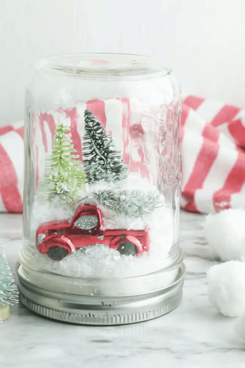 DIY Waterless Snow Globe Mason Jar