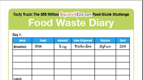 Save Money and Food With A Food Waste Diary
