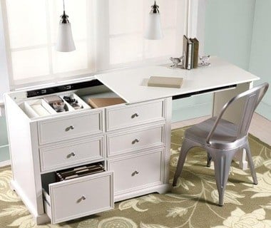 Home office desk with storage drawers