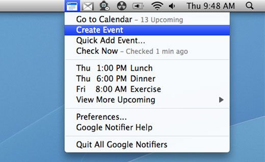 Easy access to email and calendar, Google Notifier