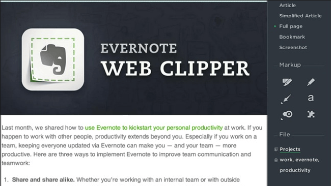 Evernote Updates Web Clipper