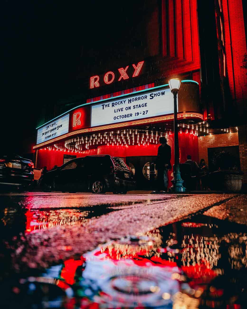 marquee of a theater named roxy