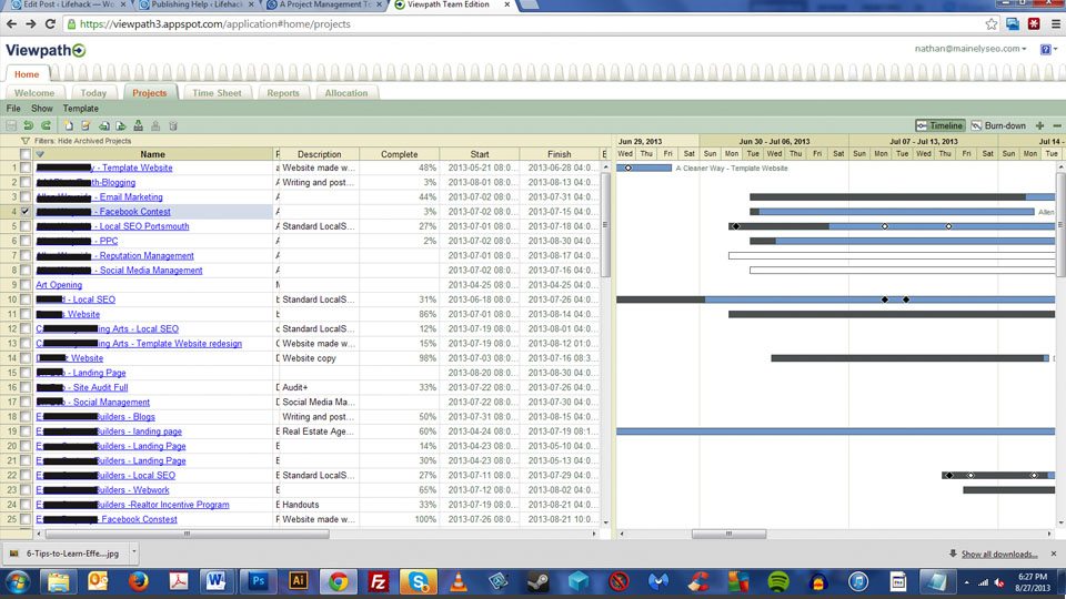 Project Management Software Viewpath with timeline
