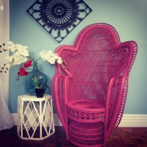 pink wicke chair