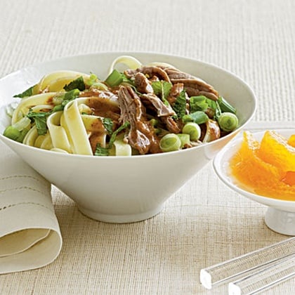 Noodles with Roast Pork and Almond Sauce