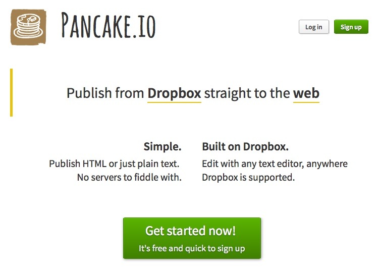 Pancake.io: create a website on Dropbox