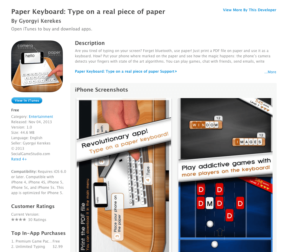Paper keyboard apps