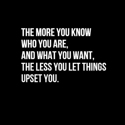 The More You Know Who You Are, And What You Want, The Less You Let Things Upset You
