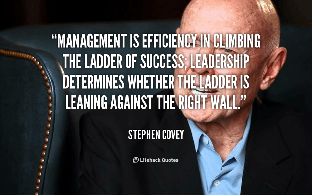 Management is Efficiency in Climbing the Ladder of Success – Stephen Covey