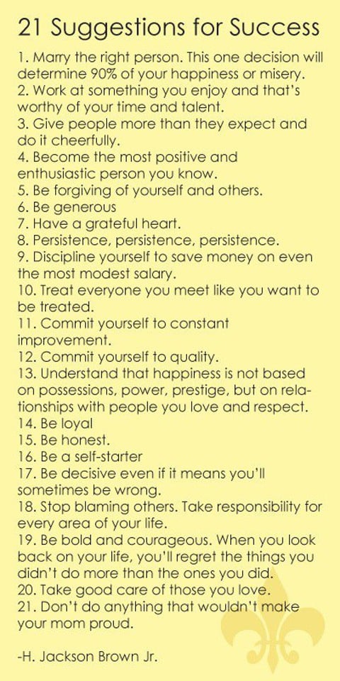 21 Suggestions For Success