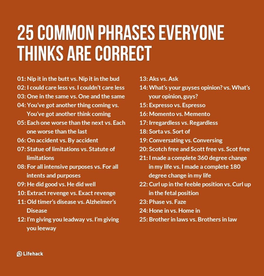 25 Common Phrases Everyone Thinks Are Correct