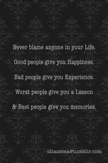 Never Blame Anyone In Your Life