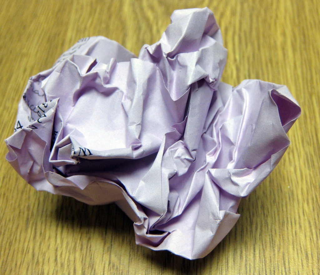 Image of a crumpled piece of paper via flickruser katerha