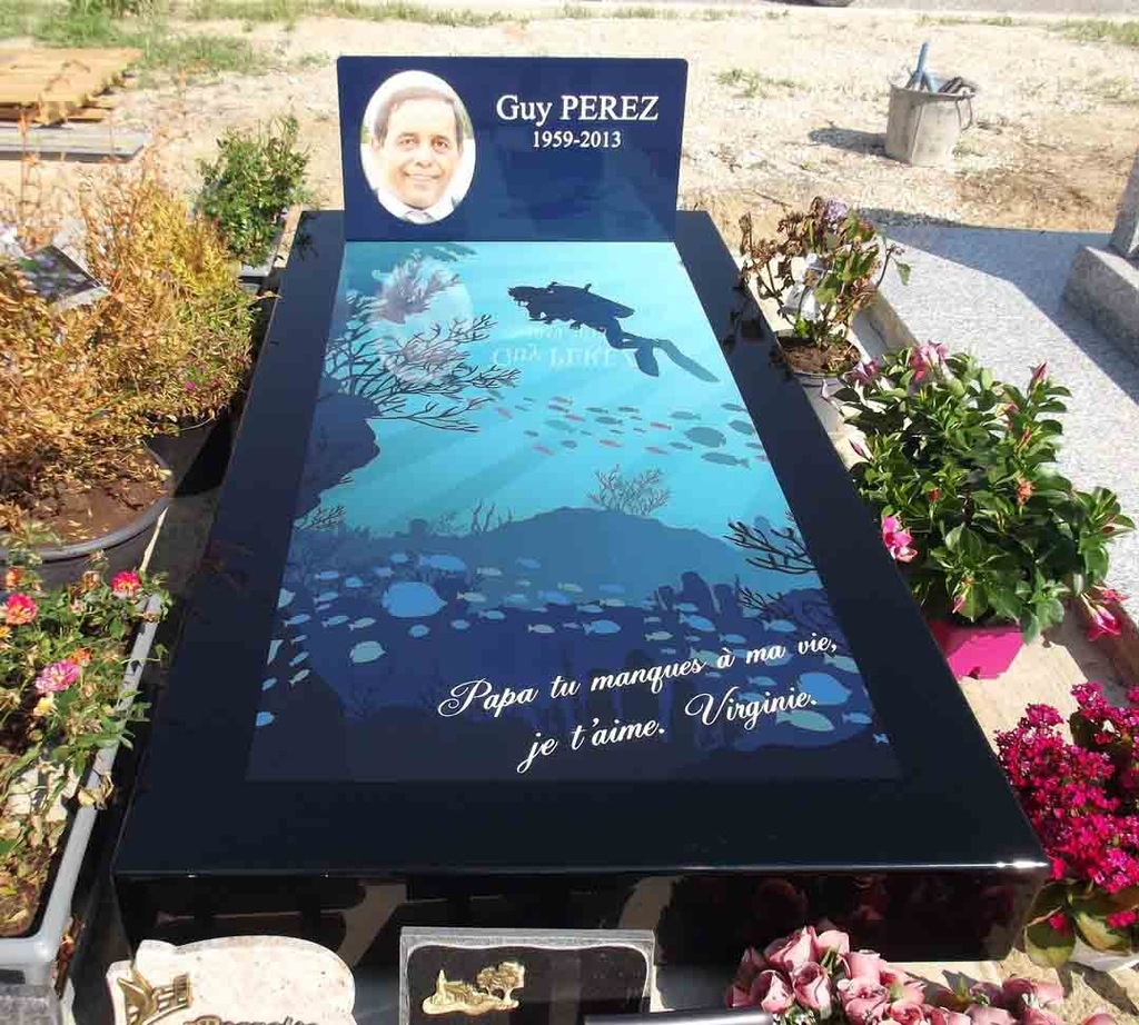blue gravestone