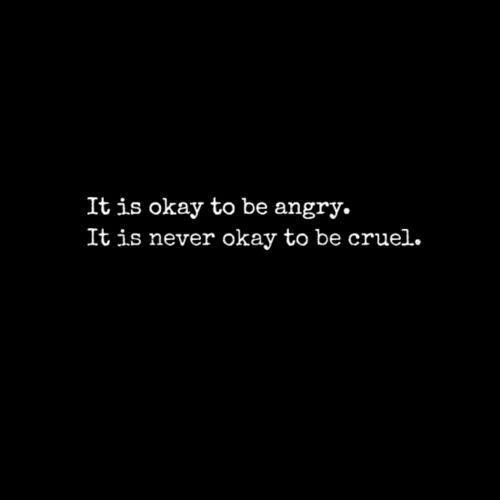 It Is Okay To Be Angry. It Is Never Okay To Be Cruel