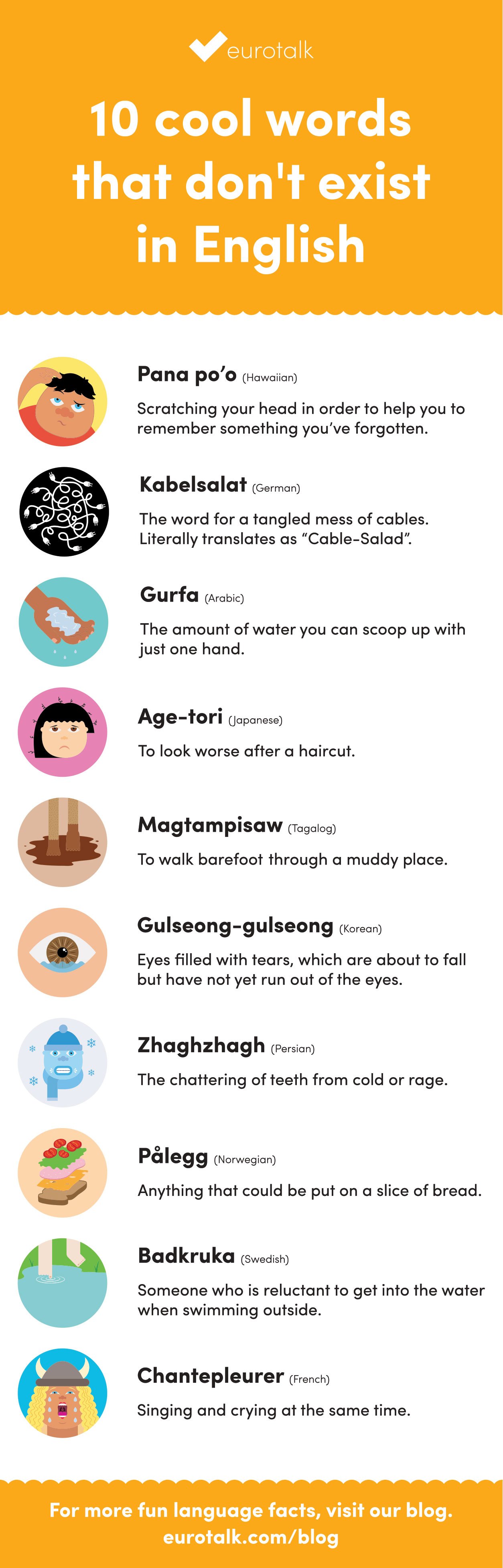 10 cool words that don’t exist in English - Infographic