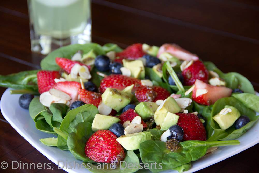 Berry Almond Salad with Chia Seed Vinaigrette Read more at http://dinnersdishesanddesserts.com/berry-almond-salad-with-chia-seed-vinaigrette/#Rv9wBeojrrjA7HKq.99