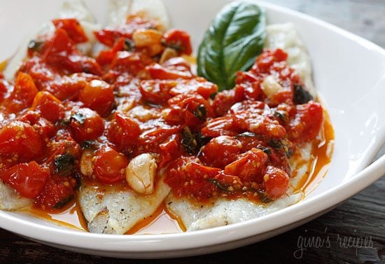 Broiled Fish with Summer Grape Tomato Sauce