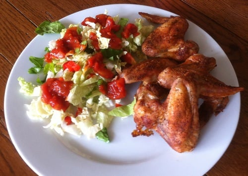 Grilled Chicken Wings With Greens and Salsa