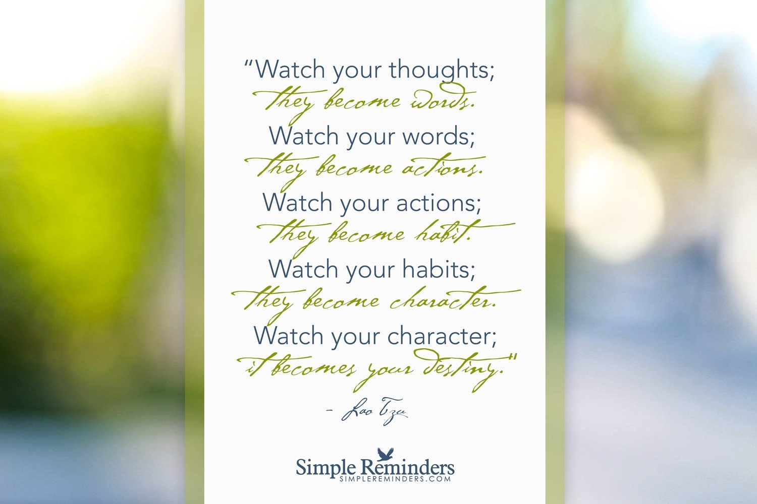 Your Thoughts, Words, Actions, Habits, Character Will Become Your Destiny