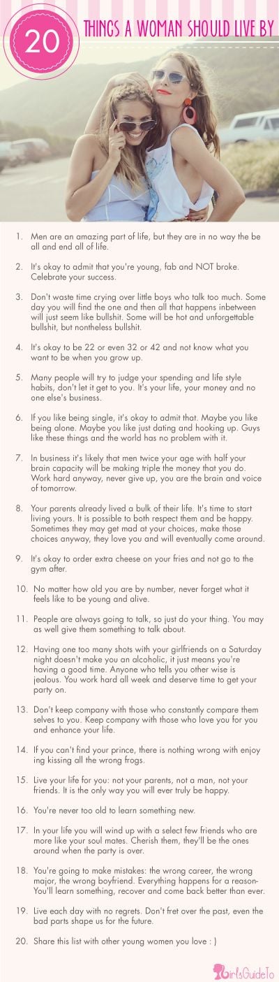 20 Rules A Woman Should Live By