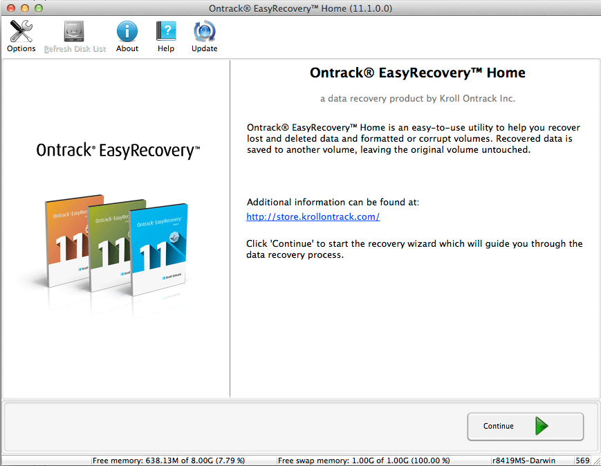 Picture of the Kroll Ontrack file recovery splash screen