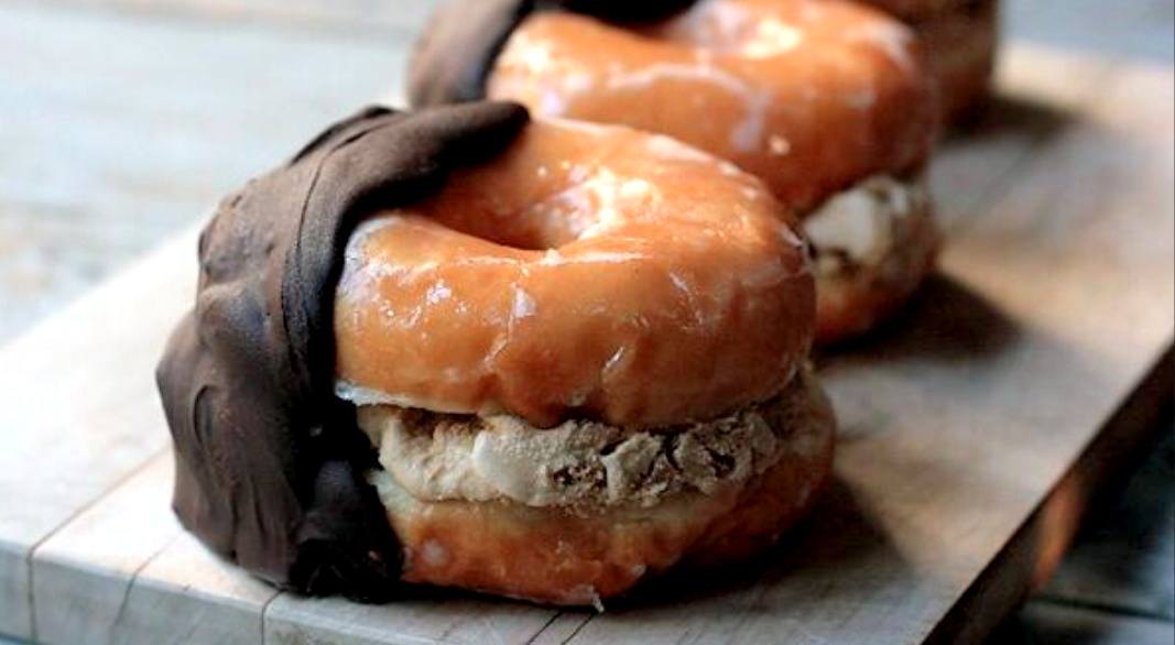 Making Chocolate-dipped Glazed Doughnuts Stuffed With Coffee Ice Cream Is Easier Than You Thought