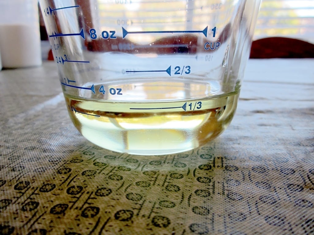 Vegetable oil in a cup