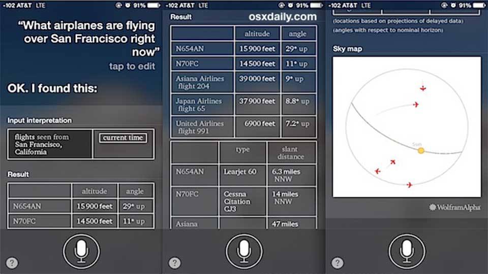 Siri tricks - overhead flights