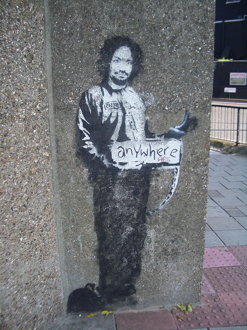 Banksy Hitchiker to Anywhere