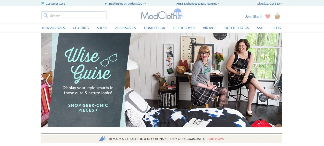 ModCloth specializes in vintage-inspired clothing and accessories