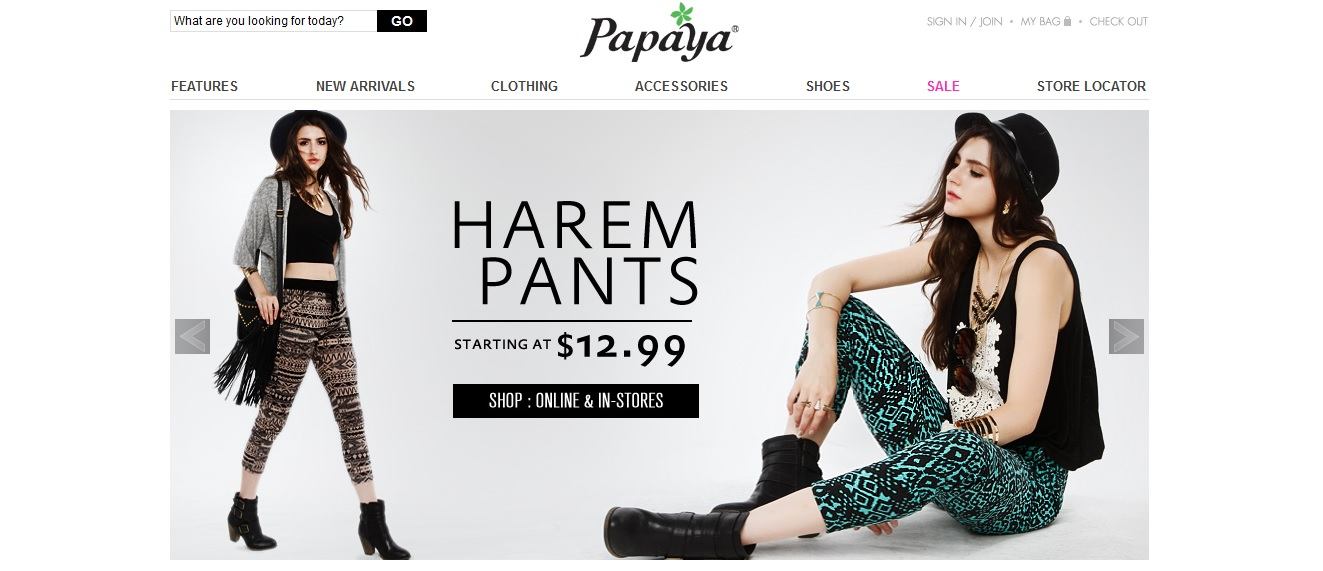 Papaya offers juniors a reasonable and fashionable boutique to shop from