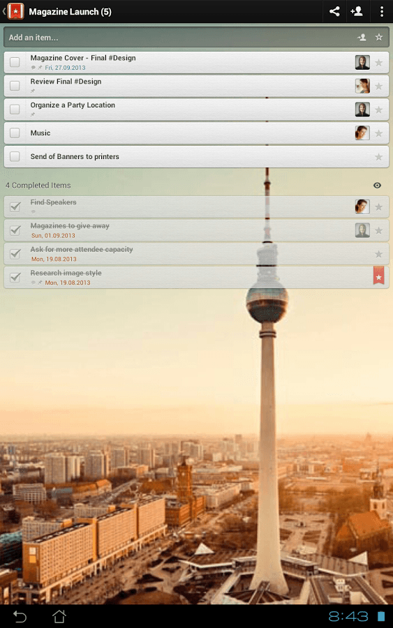 Wunderlist to do list for android