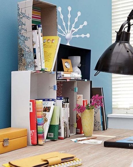 diy-home-office-organization-desk-boxes-binder-clips-books