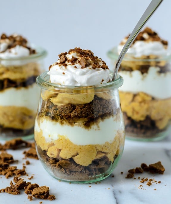 pumpkin parfaits with coconut whipped cream